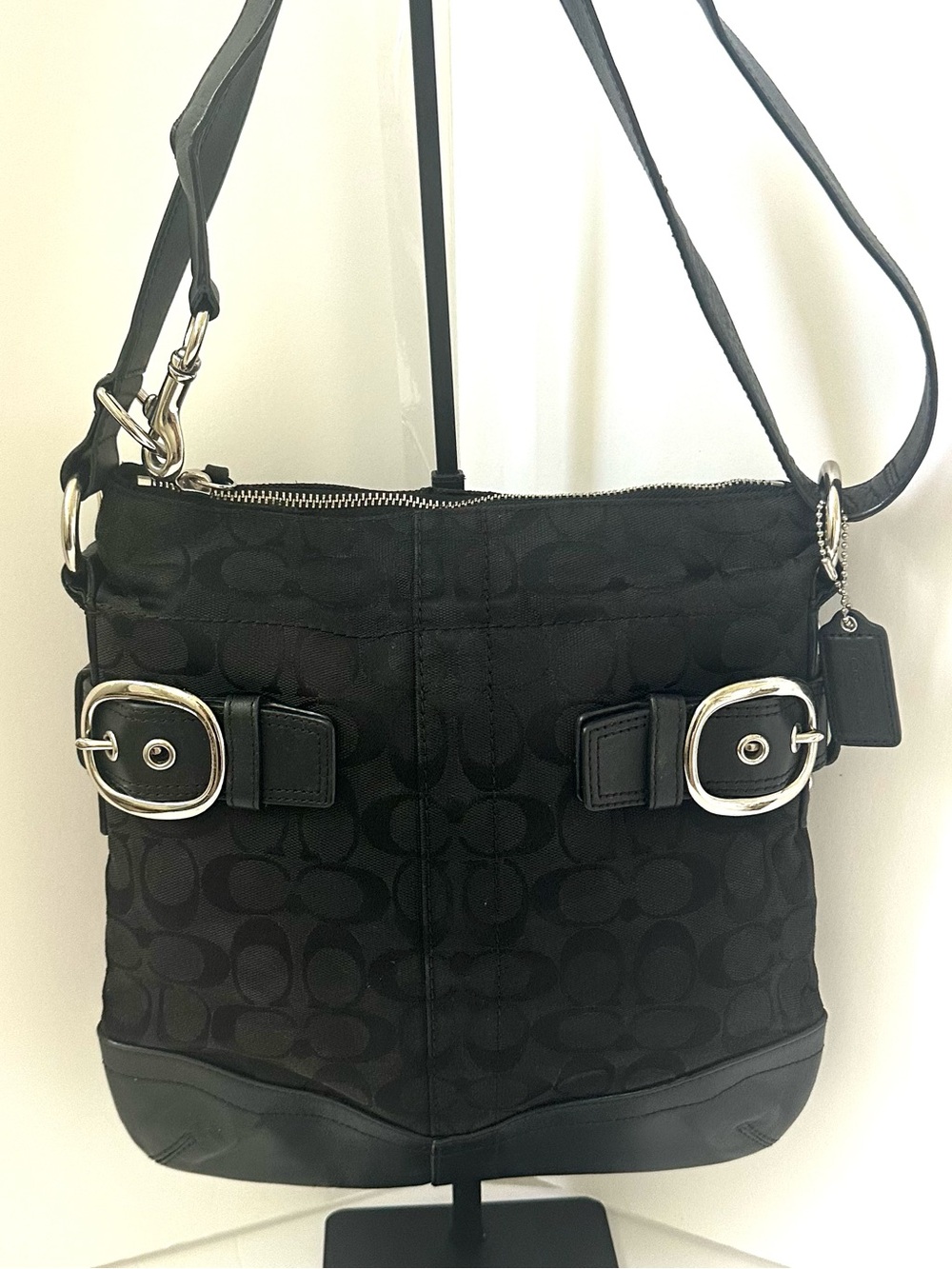 COACH Y2K Signature Soho Slim Duffle Buckle Shoulder/Crossbody Black Leather